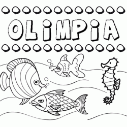 Dibujos de los nombres. Nombre Olimpia para pintar, colorear e imprimir