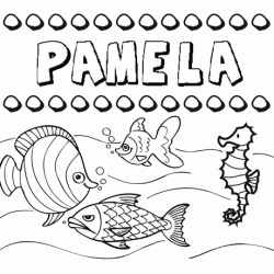 Dibujos de los nombres. Nombre Pamela para pintar, colorear e imprimir