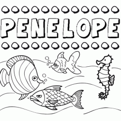 Dibujos de los nombres. Nombre Penélope para pintar, colorear e imprimir