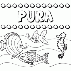 Dibujos de los nombres. Nombre Pura para pintar, colorear e imprimir