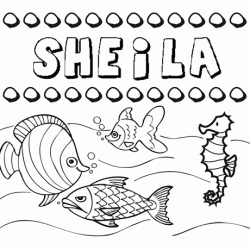 Dibujos de los nombres. Nombre Sheila para pintar, colorear e imprimir