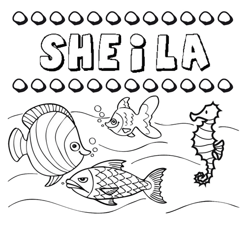 Dibujos de los nombres. Nombre Sheila para pintar, colorear e imprimir