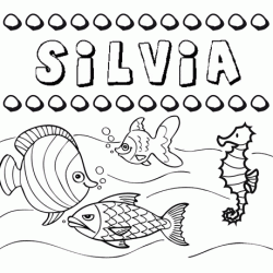 Dibujos de los nombres. Nombre Silvia para pintar, colorear e imprimir