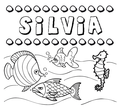 Dibujos de los nombres. Nombre Silvia para pintar, colorear e imprimir