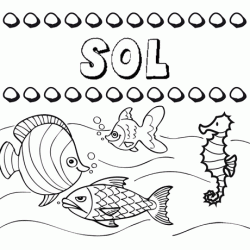 Dibujos de los nombres. Nombre Sol para pintar, colorear e imprimir
