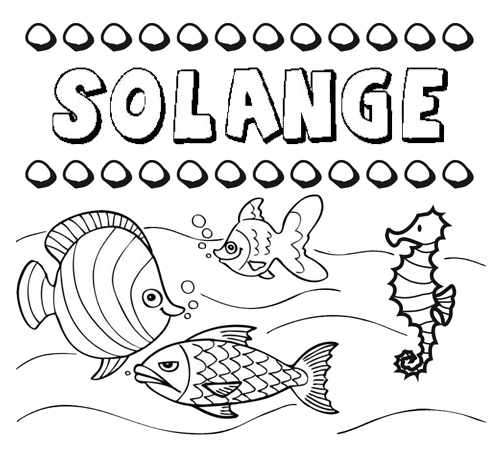 Dibujos de los nombres. Nombre Solange para pintar, colorear e imprimir