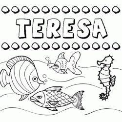 Dibujos de los nombres. Nombre Teresa para pintar, colorear e imprimir