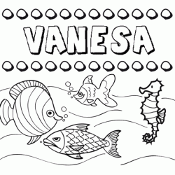 Dibujos de los nombres. Nombre Vanesa para pintar, colorear e imprimir