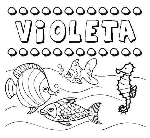 Dibujos de los nombres. Nombre Violeta para pintar, colorear e imprimir