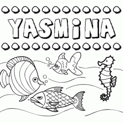 Dibujos de los nombres. Nombre Yasmina para pintar, colorear e imprimir