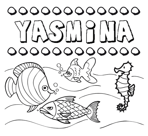 Dibujos de los nombres. Nombre Yasmina para pintar, colorear e imprimir
