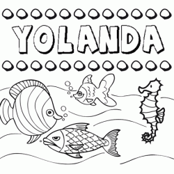 Dibujos de los nombres. Nombre Yolanda para pintar, colorear e imprimir