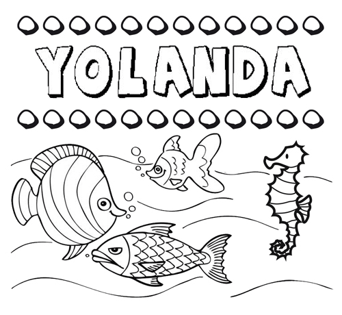 Dibujos de los nombres. Nombre Yolanda para pintar, colorear e imprimir