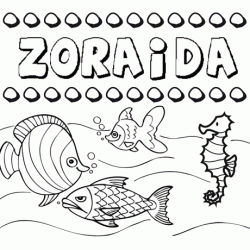 Dibujos de los nombres. Nombre Zoraida para pintar, colorear e imprimir