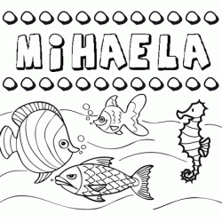 Dibujos de los nombres. Nombre Mihaela para pintar, colorear e imprimir