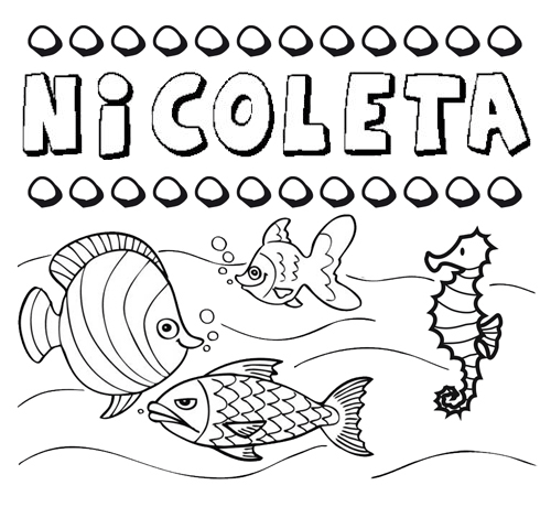 Dibujos de los nombres. Nombre Nicoleta para pintar, colorear e imprimir