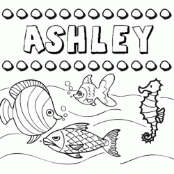 Dibujos de los nombres. Nombre Ashley para pintar, colorear e imprimir