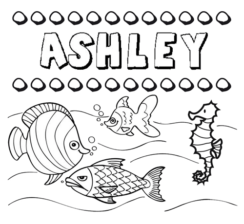 Dibujos de los nombres. Nombre Ashley para pintar, colorear e imprimir