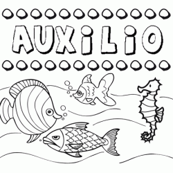 Dibujos de los nombres. Nombre Auxilio para pintar, colorear e imprimir