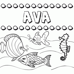 Dibujos de los nombres. Nombre Ava para pintar, colorear e imprimir
