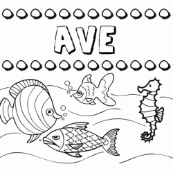 Dibujos de los nombres. Nombre Ave para pintar, colorear e imprimir