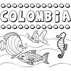 Dibujos de los nombres. Nombre Colombia para pintar, colorear e imprimir