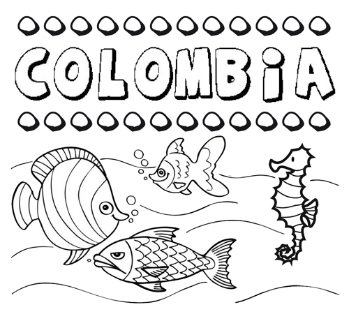 Dibujos de los nombres. Nombre Colombia para pintar, colorear e imprimir