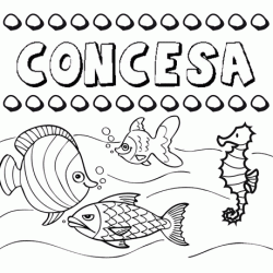 Dibujos de los nombres. Nombre Concesa para pintar, colorear e imprimir