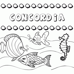 Dibujos de los nombres. Nombre Concordia para pintar, colorear e imprimir