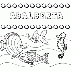 Dibujos de los nombres. Nombre Adalberta para pintar, colorear e imprimir