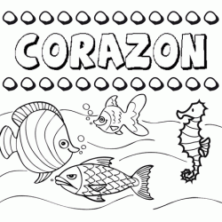 Dibujos de los nombres. Nombre Corazón para pintar, colorear e imprimir
