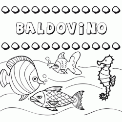 Dibujos de los nombres. Nombre Baldovino para pintar, colorear e imprimir