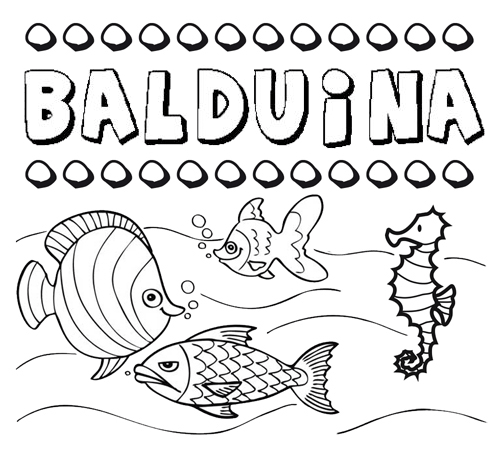 Dibujos de los nombres. Nombre Balduina para pintar, colorear e imprimir