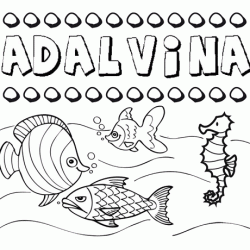 Dibujos de los nombres. Nombre Adalvina para pintar, colorear e imprimir