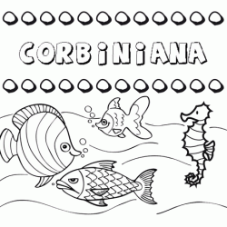 Dibujos de los nombres. Nombre Corbiniana para pintar, colorear e imprimir