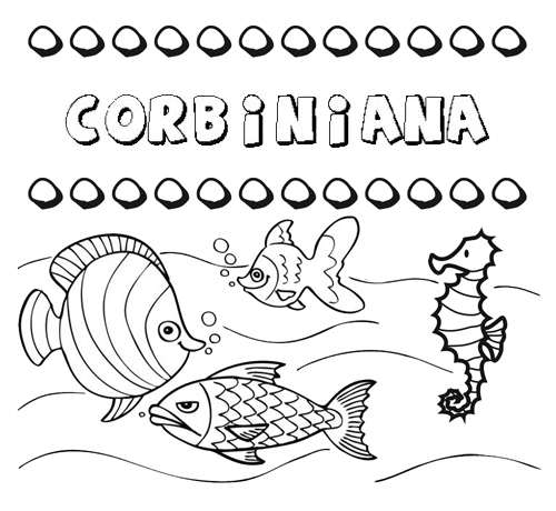 Dibujos de los nombres. Nombre Corbiniana para pintar, colorear e imprimir