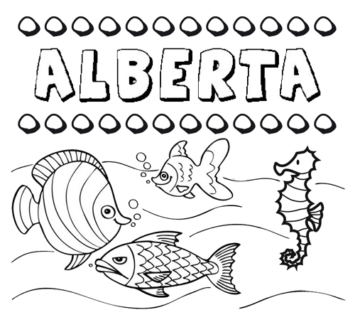 Dibujos de los nombres. Nombre Alberta para pintar, colorear e imprimir