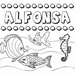 Dibujos de los nombres. Nombre Alfonsa para pintar, colorear e imprimir