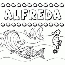 Dibujos de los nombres. Nombre Alfreda para pintar, colorear e imprimir