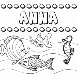 Dibujos de los nombres. Nombre Anna para pintar, colorear e imprimir