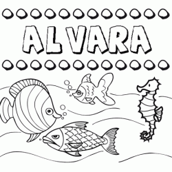 Dibujos de los nombres. Nombre Álvara para pintar, colorear e imprimir