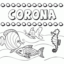Dibujos de los nombres. Nombre Corona para pintar, colorear e imprimir