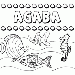 Dibujos de los nombres. Nombre Agaba para pintar, colorear e imprimir