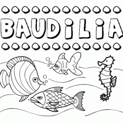 Dibujos de los nombres. Nombre Baudilia para pintar, colorear e imprimir