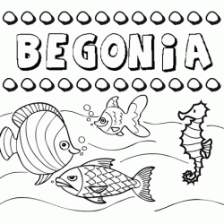 Dibujos de los nombres. Nombre Begonia para pintar, colorear e imprimir