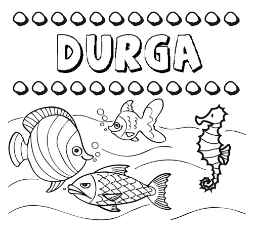 Dibujos de los nombres. Nombre Durga para pintar, colorear e imprimir
