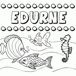 Dibujos de los nombres. Nombre Edurne para pintar, colorear e imprimir
