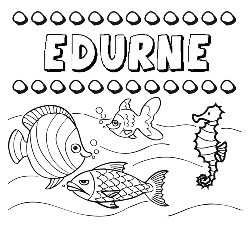 Dibujos de los nombres. Nombre Edurne para pintar, colorear e imprimir