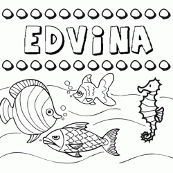 Dibujos de los nombres. Nombre Edvina para pintar, colorear e imprimir