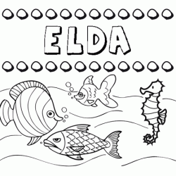 Dibujos de los nombres. Nombre Elda para pintar, colorear e imprimir